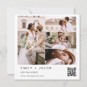 Minimalistisches Foto QR Code White Wedding Einladung (Vorderseite)