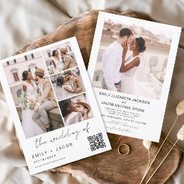 Minimalistisches Foto QR Code White Wedding Einladung
