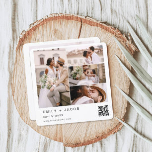 Minimalistisches Foto QR Code White Wedding Einladung