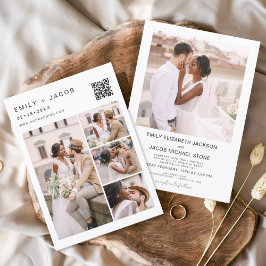 Minimalistisches Foto QR Code White Wedding Einladung