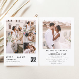 Minimalistisches Foto QR Code White Wedding Einladung