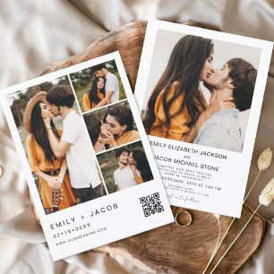 Minimalistisches Foto QR Code White Wedding Einladung