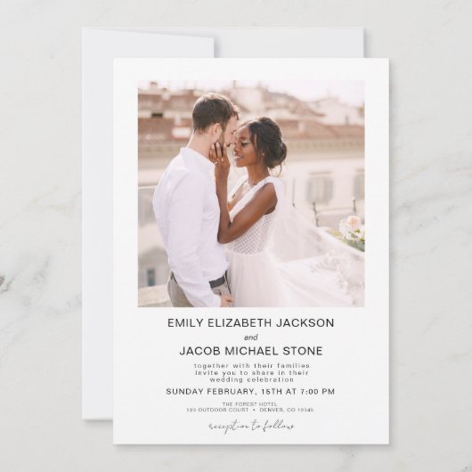 Minimalistisches Foto QR Code White Wedding Einladung (Rückseite)