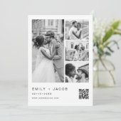 Minimalistisches Foto QR Code White Wedding Einladung (Stehend Vorderseite)