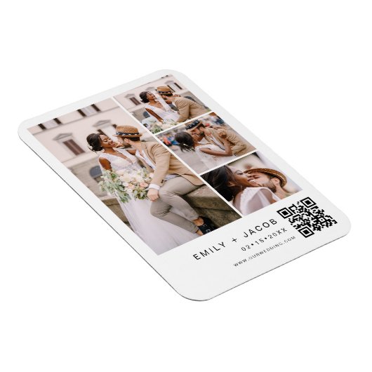 Minimalistisches Foto QR Code White Wedding Magnet (Rechte Seite)