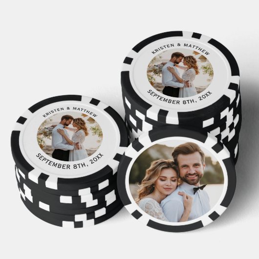 Minimalistisches Foto-Rahmen Hochzeitstag Pokerchips (Stapel)