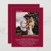 Minimalistisches Foto Red BUDGET Hochzeit Einladun (Vorne/Hinten)