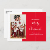 Minimalistisches Foto Rot Frohe Weihnachts-Postkar Postkarte (Vorne/Hinten)