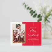 Minimalistisches Foto Rot Frohe Weihnachts-Postkar Postkarte (Stehend Vorderseite)
