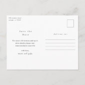 Minimalistisches Foto Save the Date Ankündigungspostkarte (Rückseite)