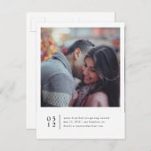 Minimalistisches Foto Save the Date Ankündigungspostkarte (Vorne/Hinten)