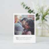 Minimalistisches Foto Save the Date Ankündigungspostkarte (Stehend Vorderseite)
