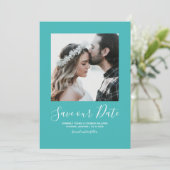 Minimalistisches Foto Save the Date | AQUAMARIN (Stehend Vorderseite)