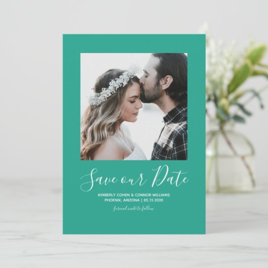Minimalistisches Foto Save the Date | Arcadia Gree (Stehend Vorderseite)