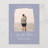 MINIMALISTISCHES FOTO Save the Date Dusty Blue Postkarte (Vorderseite)