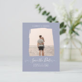 MINIMALISTISCHES FOTO Save the Date Dusty Blue Postkarte (Stehend Vorderseite)