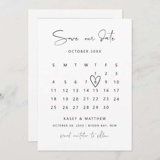 Minimalistisches Foto Save the Date Einladung (Vorne/Hinten)