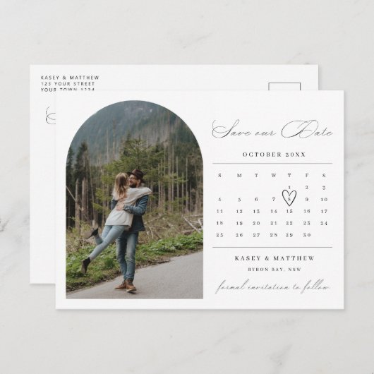 Minimalistisches Foto Save the Date Einladung Postkarte (Vorne/Hinten)