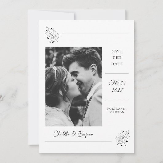 Minimalistisches Foto Save the Date | Elegante Hoc (Vorderseite)