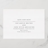 MINIMALISTISCHES Foto Save the Date Gold Folieneinladung (Rückseite)