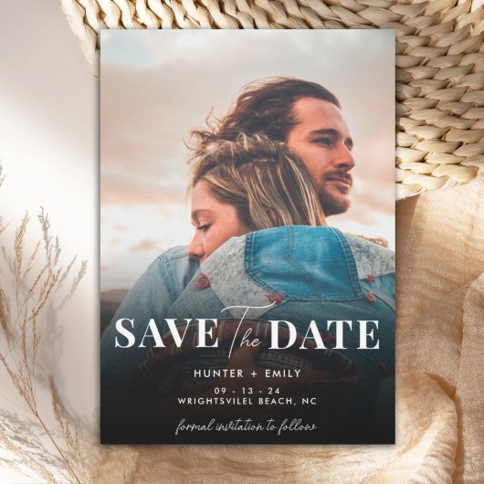 Minimalistisches Foto Save the Date Hochzeit Einladung