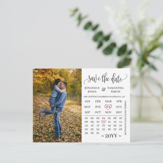 Minimalistisches Foto Save the Date Hochzeit Postkarte (Stehend Vorderseite)