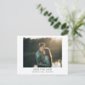 Minimalistisches Foto Save the Date Postkarte (Stehend Vorderseite)