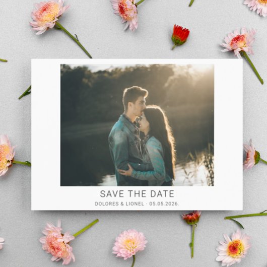 Minimalistisches Foto Save the Date Postkarte