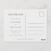 Minimalistisches Foto Save the Date Postkarte (Rückseite)