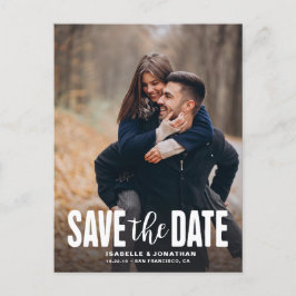 Minimalistisches Foto Save the Date schwarz Ankündigungspostkarte