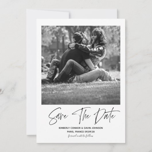 Minimalistisches Foto Save the Date Typografie (Vorderseite)