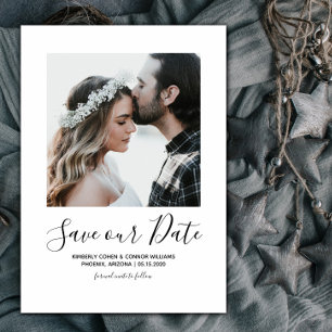Minimalistisches Foto Save the Date weiß
