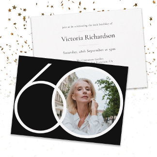 Minimalistisches Foto Schwarz-weiß 60. Geburtstag Einladung