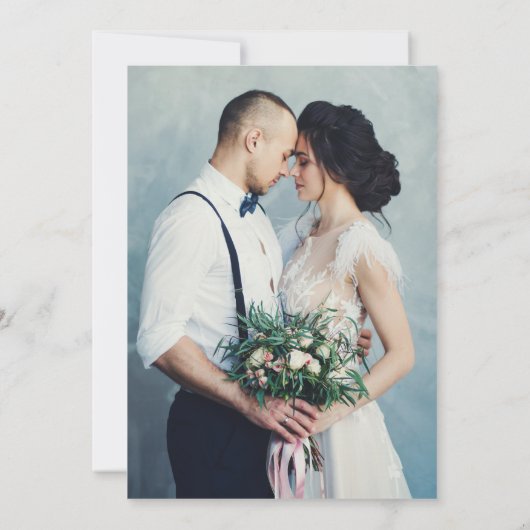 Minimalistisches Foto Schwarz-weiß Hochzeit Vielen Karte (Rückseite)