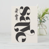 Minimalistisches Foto Schwarze Creme Save The Date (Stehend Vorderseite)