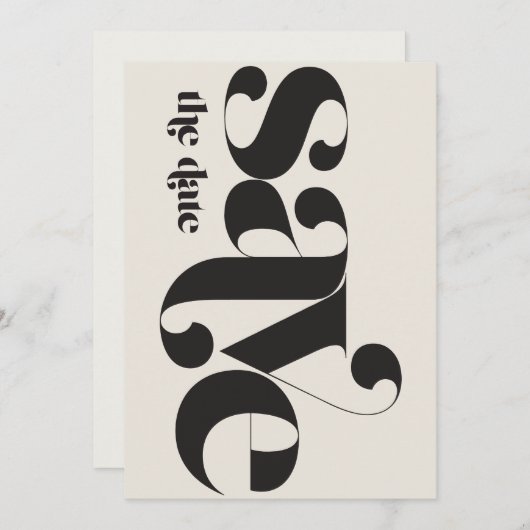 Minimalistisches Foto Schwarze Creme Save The Date (Vorne/Hinten)