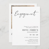 Minimalistisches Foto Schwarze Kalligraphie Verlob Einladung (Vorne/Hinten)