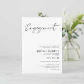 Minimalistisches Foto Schwarze Kalligraphie Verlob Einladung (Stehend Vorderseite)