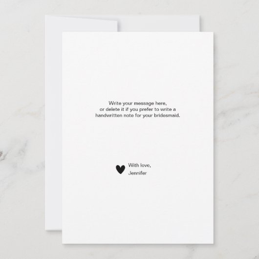 Minimalistisches Foto Script Bridesmaid-Vorschlags (Rückseite)