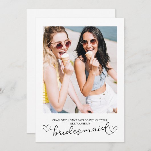 Minimalistisches Foto Script Bridesmaid-Vorschlags (Vorne/Hinten)