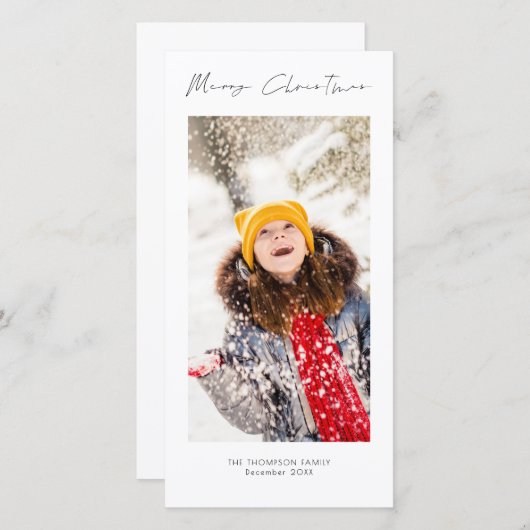 Minimalistisches Foto Script Frohe Weihnachten (Vorne/Hinten)