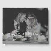Minimalistisches Foto Script Monogram Wedding Gästebuch (Vorderseite)
