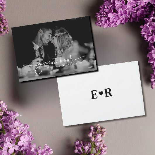 Minimalistisches Foto Script Monogram Wedding Gästebuch