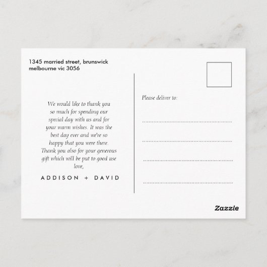 Minimalistisches Foto Skript Vielen Dank Postcard Postkarte (Rückseite)