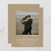 Minimalistisches Foto Tan HAUSHALT Hochzeit Einlad (Vorne/Hinten)