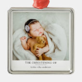 Minimalistisches Foto Taufe Christening Ornament Aus Metall (Vorne)