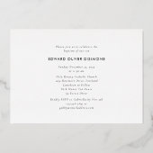 Minimalistisches Foto Taufe Gold Foil Einladung (Rückseite)