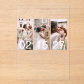 Minimalistisches Foto Taupe Moderne Hochzeit 3 Fot Acryleinladungen (Vorderseite)