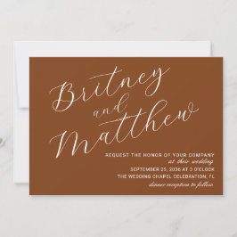 Minimalistisches Foto Terracotta Script Wedding Einladung