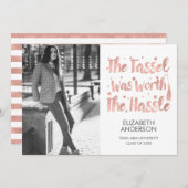 Minimalistisches Foto und Tassel Abschluss Ankündigung (Vorne/Hinten)